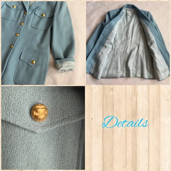 Neiman Marcus Wool Blend Light Blue Tweed Skirt Suit Luxury Blazer 8 Skirt 10 - Picture 8 of 16